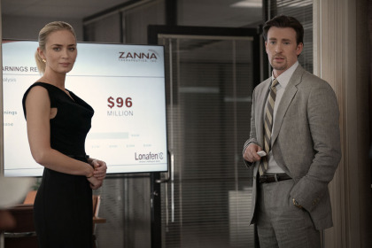 Emily Blunt and Chris Evans star as pharmaceutical reps in Netflix's Pain Hustlers