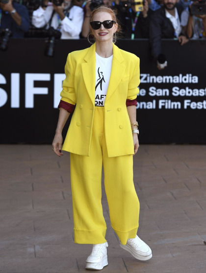Jessica Chastain wore a yellow suit in San Sebastian: love it or loathe it?