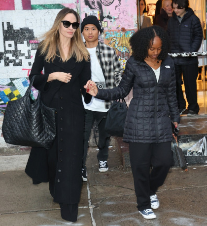 Angelina Jolie stepped out at the NYC Basquiat studio with Zahara & Pax