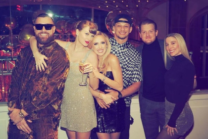 Taylor Swift & Travis Kelce elegantly partied after the game, with sliders & cocktails