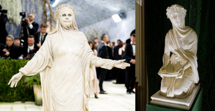 Heidi Klum pranked Met Gala guests by scaring them in her realistic statue costume